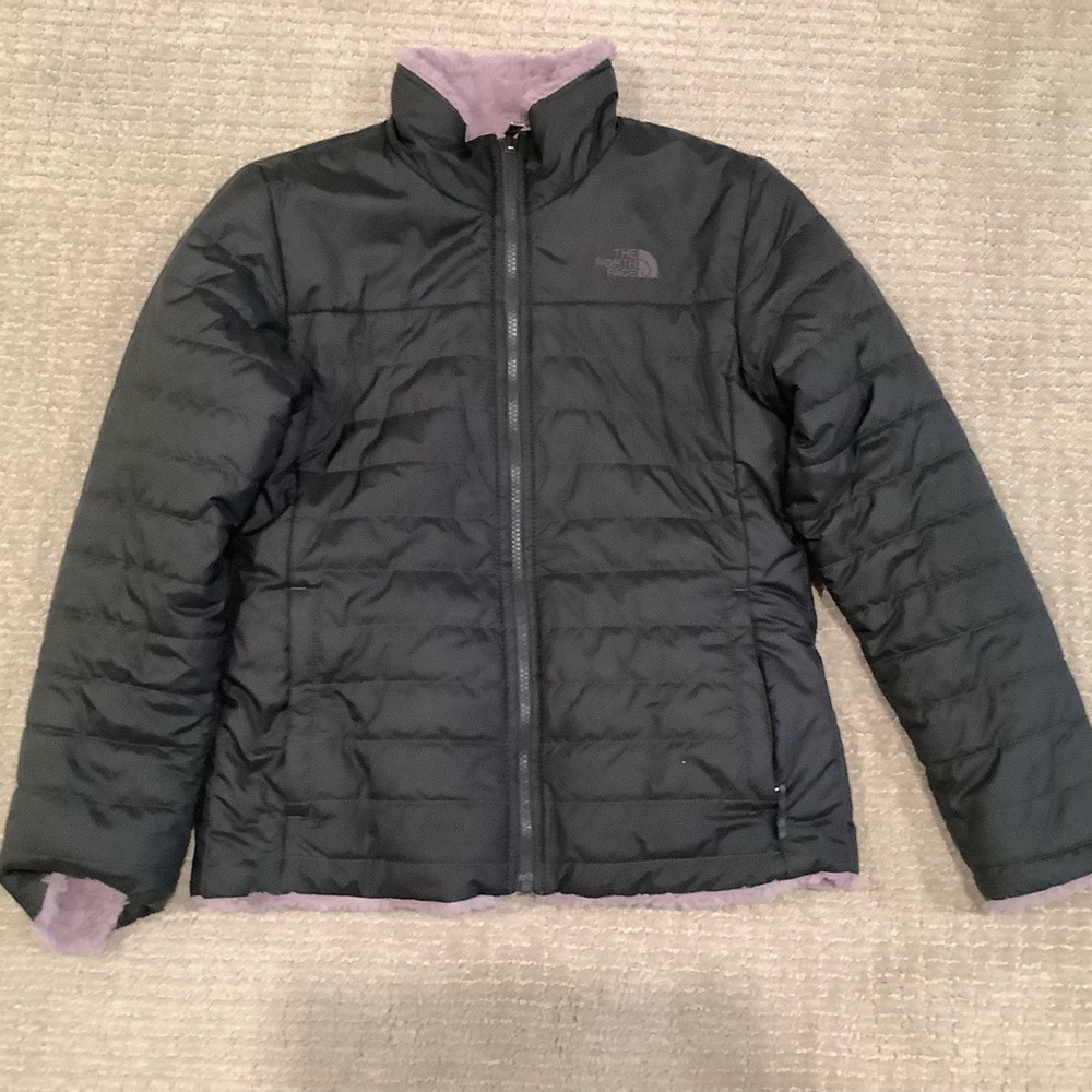 The North Face Kids Black and Lavender Puffer Jacket